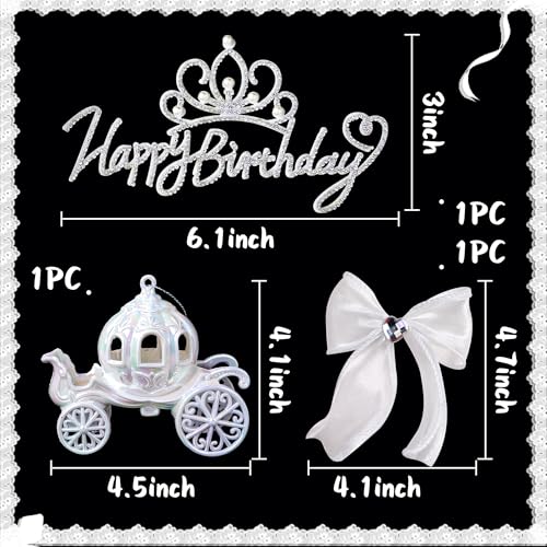 Jevenis JEVENIS-GZMHMCBJ961 Luxury Princess Castle Cake Topper Carriage Wagon Cake Decoration For Girls Kids Happy Birthday Party Decorations Princess Baby Shower Supplies thumb #1