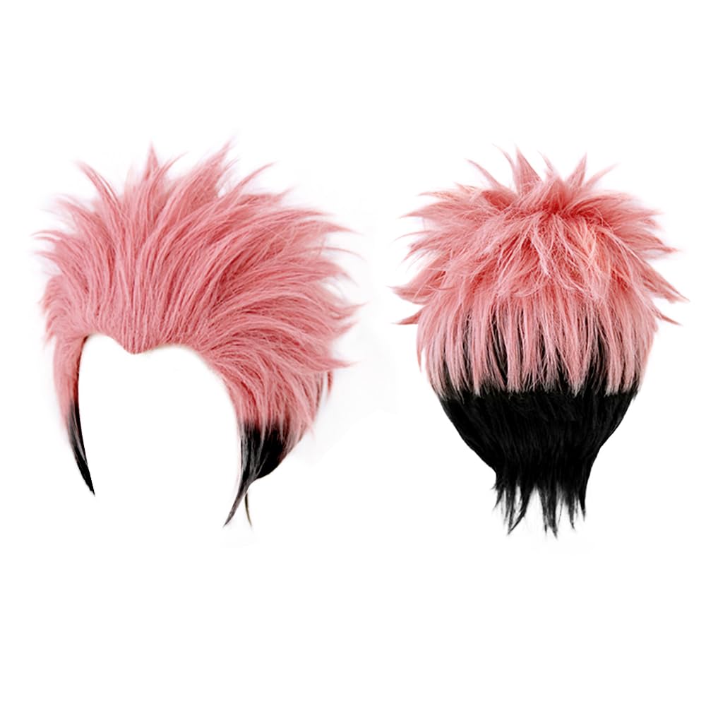 DAZCOS Anime JJK Ryomen Sukuna Cosplay Wig with Sticker for Men's Costume Accessory (Pink)