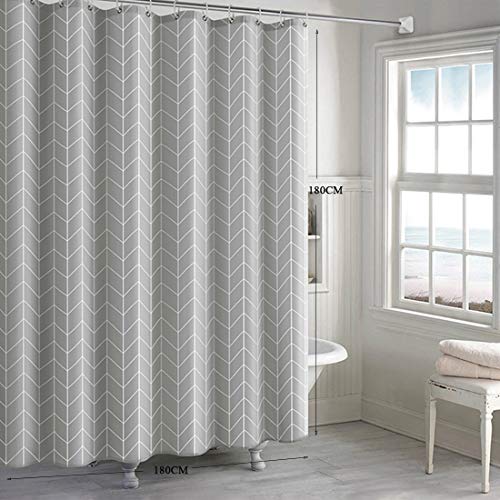 Aisaving Shower Curtain Polyester Fabric Bathroom Curtains Mould proof Water Resistant Shower Curtains with Plastic Curtain Rings and Heavy Weighted Hem, 180x180cm(Grey Stripe) - Image 7