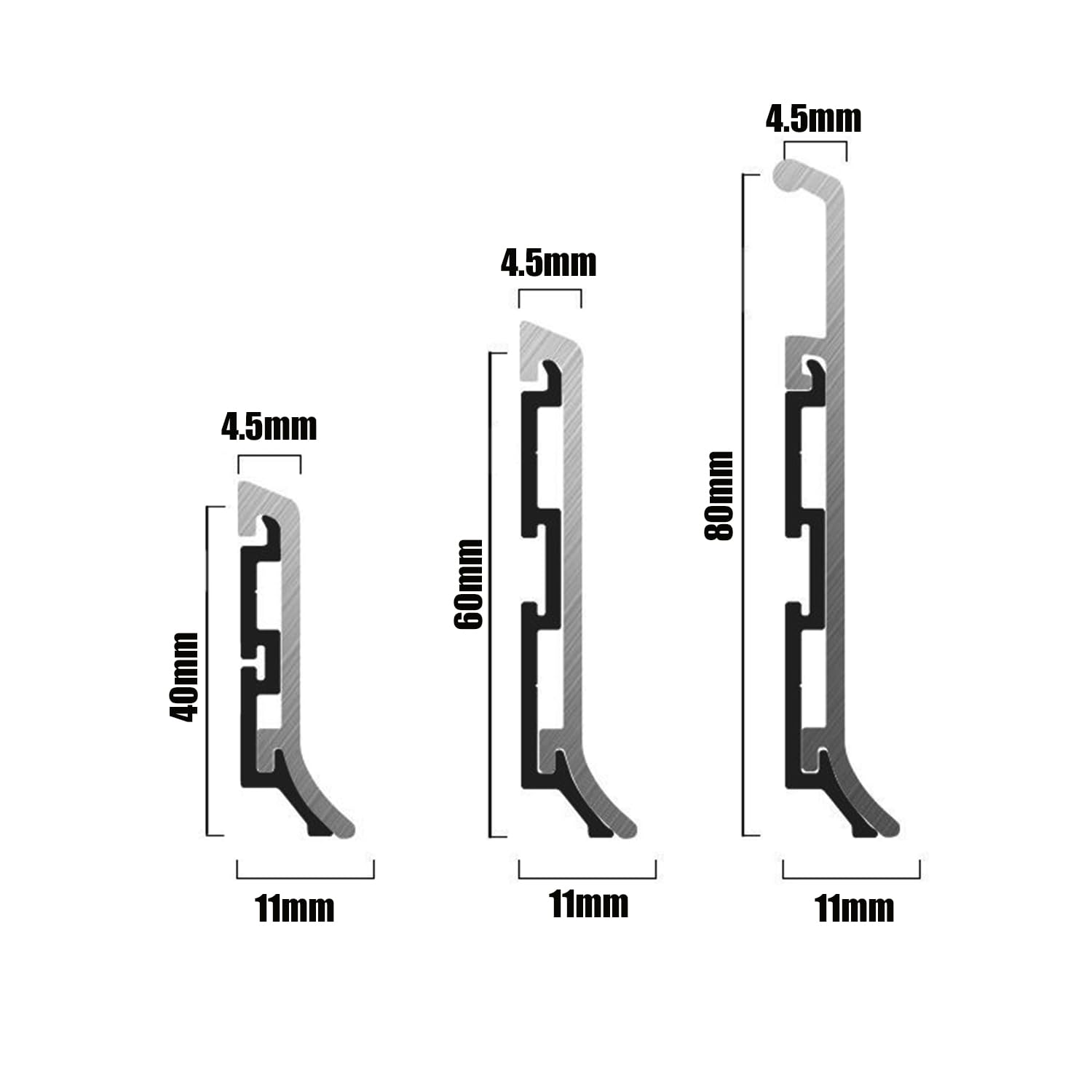 Aluminiowa listwa przypodłogowa, Aluminiowa listwa przypodłogowa 1 metr, 5 wielokolorowych, wiele rozmiarów(Light Gray,6cm)
