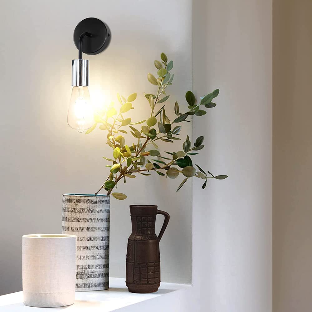 Lámpara De Pared Pantalla De Vidrio, Estilo Industrial Vintage Bombilla