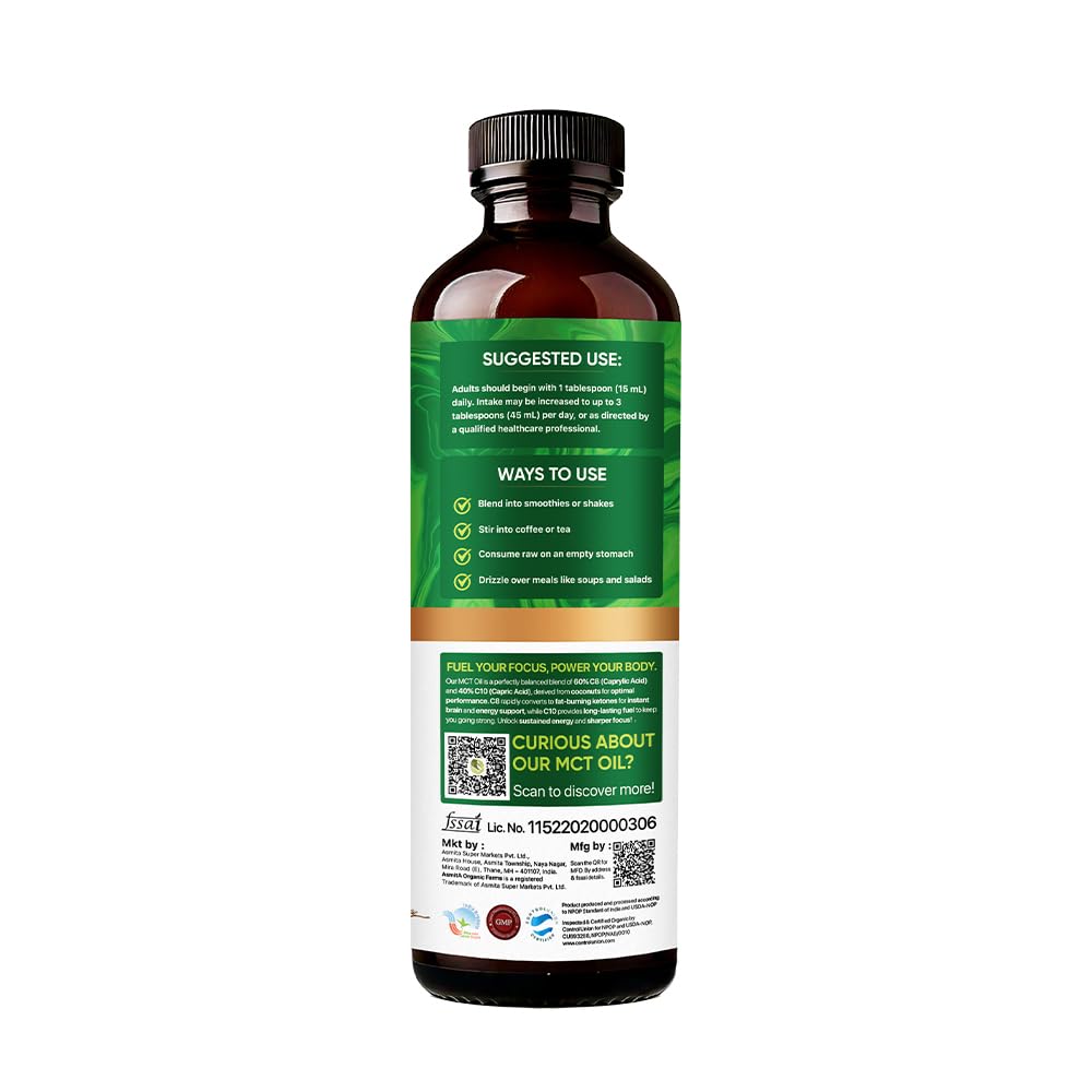 MCT Oil 500ml | Pure C8 & C10 | Keto & Paleo Friendly | Organic | Sourced from Coconuts | Unflavored Oil that helps Supports Brain Function & Instant Energy | Pack of 1 — Amazon image 9