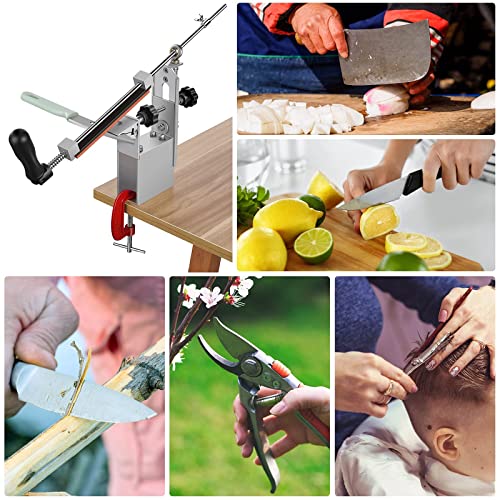 Negovori Knife Sharpener,Professional Stainless Fixed Angle Sharpener,With 6 Plastic Base Whetstones, 360° Flip Rotation Fixed Angle Kitchen Chef Knife Sharpener Knife Sharpening Kit #TOP5