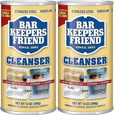 2x Bar Keepers Friend Powder (340 grams each) work as a Sink Cleaner, Rust cleaner, Pan cleaner, stainless steel sink cleaner. Barkeepers friend