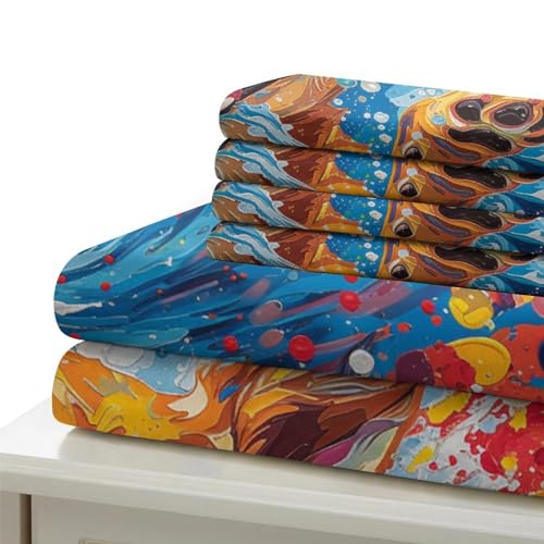 Housse de couette chien king size 220x240 cm parure 3 pièces