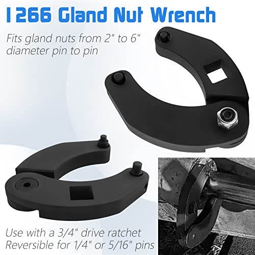 Dawnroad Adjustable Gland Nut Wrench 1266 & 7463 Universal Hydraulic Cylinder Spanner Wrench Fits Most Farm And Construction Equipment (Set Of 2) #TOP1