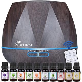 Diffuserlove Diffuser Essential Oil Diffusers for Home 550ml Remote Control Aromatherapy Diffusers Ultrasonic Cool Mist Air Humidifiers Set for Home Yoga Office Kitchen
