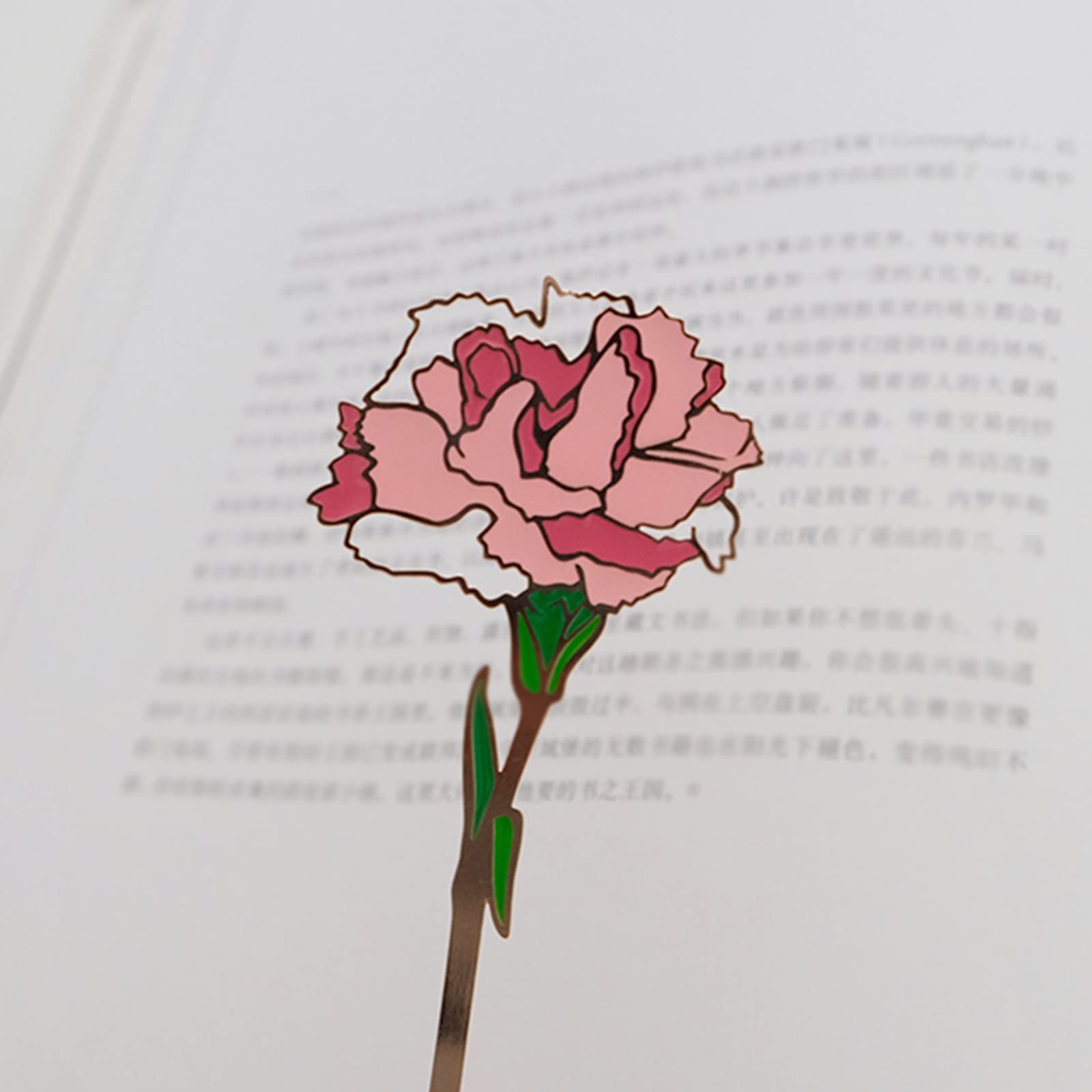 caihuashopping Lesezeichen Nelken Metall Lesezeichen Nette frische Blume Messing Vergoldete Geschenk Lehrer Tag Buch Markierungen