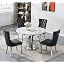 White Silver Table & 4 Black Chairs