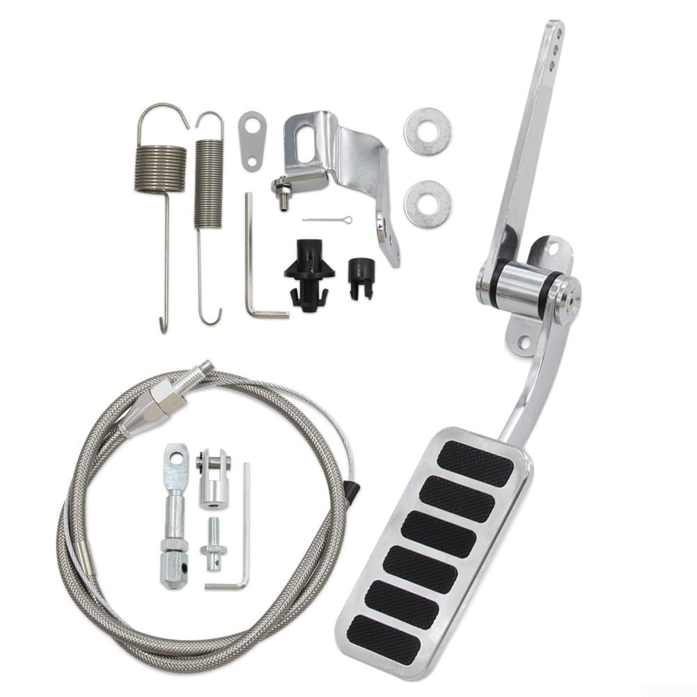 Pedale acceleratore in alluminio con kit cavo manicotto da 61 cm, staffa da 2 "x 4-1/2", ricambio diretto per auto camion Hot Rod Racing Performance Parts