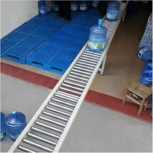 JvFbjLF Transportador de Servicio liviano, Guías transportadoras de Rodillos sin Motor, Rodillos de Acero galvanizado antioxidante, Polea de Descarga de cangilones de fábricas de almacenes(30X200CM)