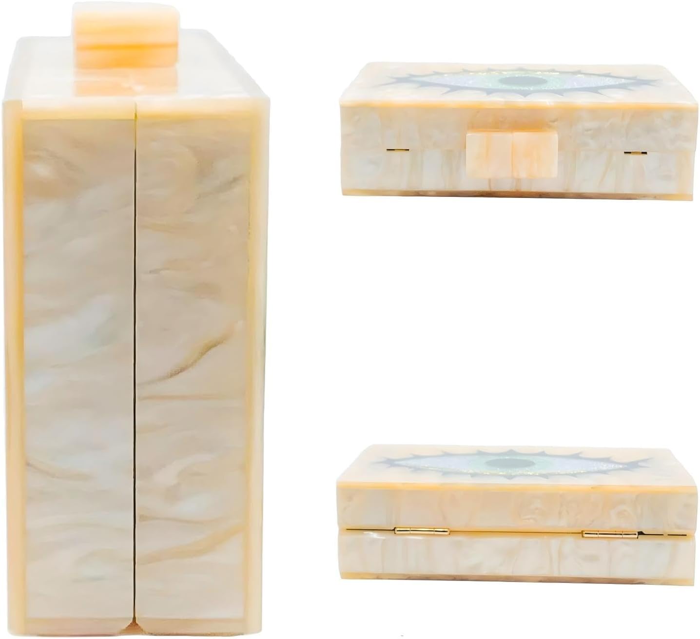 Boutique De FGG Acrylic Clutch Purses for Women Evening Handbags Chain Shoulder Bag Party Prom Luxury Marble Clutches,Mini - Image 7