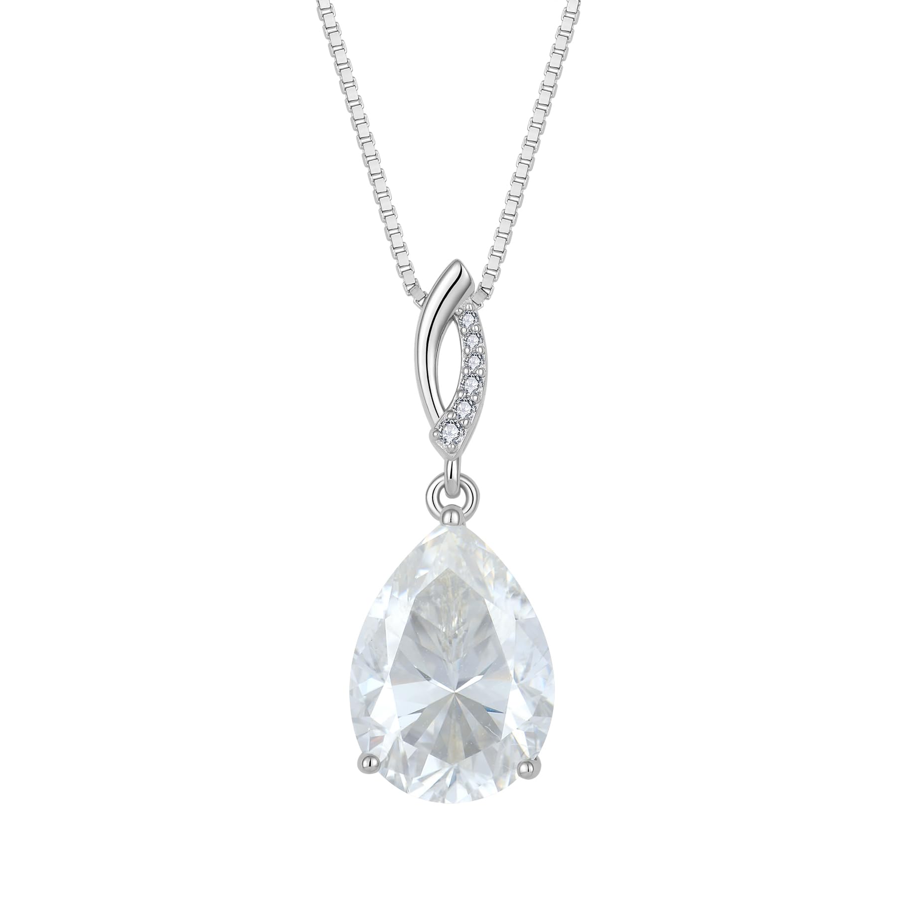 FJ 6ct Moissanite Halskette Damen 925 Sterling Silber Kette Tropfenform Anhänger Schmuck Geschenk für Frauen Mama Frau