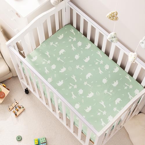 Image of PHF Soft Mini Crib Sheet Set, 2 Pack Silky Comfy Pack N Play Sheets for Boys Girls, Universal Fit for Pack N Play, Playard and Mini Crib Mattresses, Forest & Animal