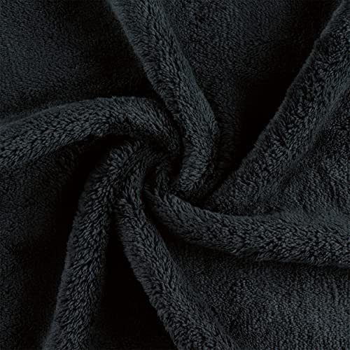 Image of Arkwright Microfiber Coral Fleece Salon Towels - Pack of 10 - Bleach Safe Resistant, Absorbent Hair Drying Towel Set, Perfect for Resort, Hotel, and Spa, 16 x 27 in, Black