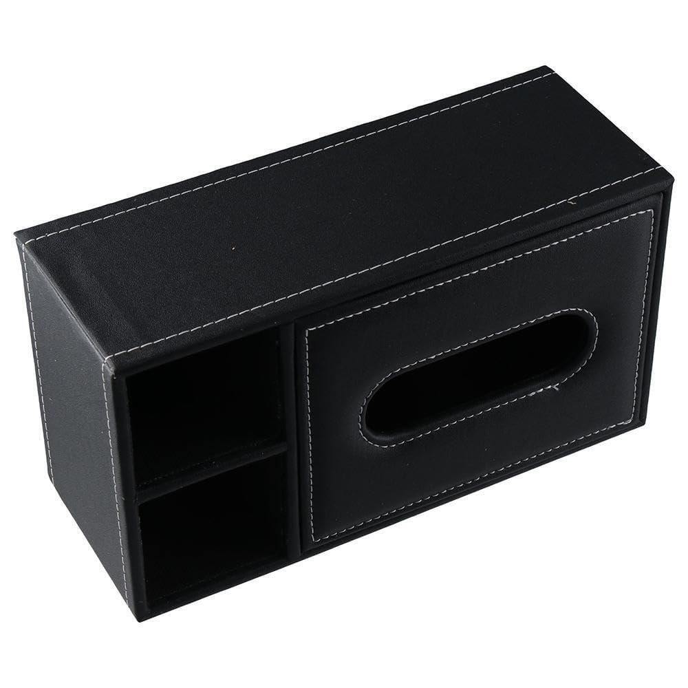 Lwvax Rectangular Tissue Paper Holder Box PU Leather Facial Tissue Holder for Car Home Office Room Hotel - 24x13.5x9.5 Cm - Black (PU Leather) 2