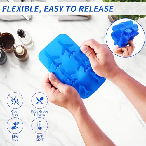 Molde silicona para chocolate y hielo avión 3D x2 miniatura 3