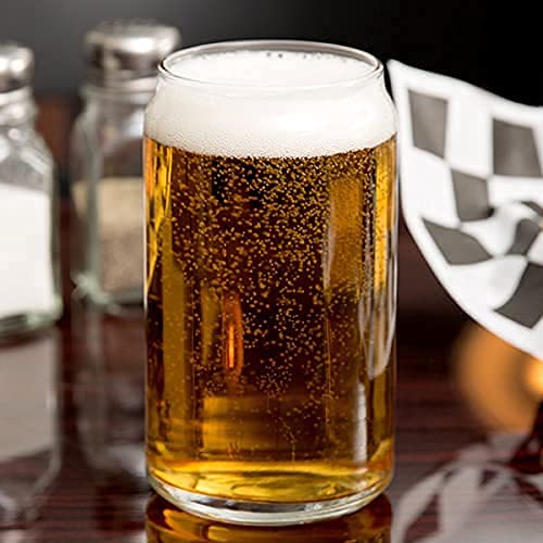 Ecodesign Drinkware Libbey Beer Glass Can Shaped 16 oz - Pint Beer Glasses 4 PACK w/coasters 4