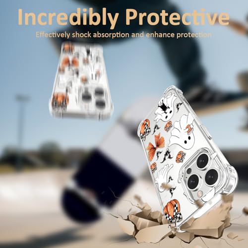 Coque iPhone 16 Pro Max Halloween anti-rayures transparente nœud citrouille