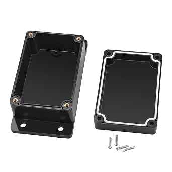 2 Pack IP65 Electronic Project Box Plastic ABS Waterproof Black Junction Box Enclosure with Fixed Ear 3.95 x 2.7 x 2