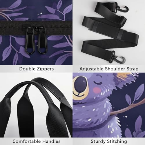 Koala Purple Travel Gym Bag Waterproof Sport Dance Bag for Women Men Portable Gymnastics Duffel Bags Canvas Tote Carry on Handbag for Workout Overnight Weekender4