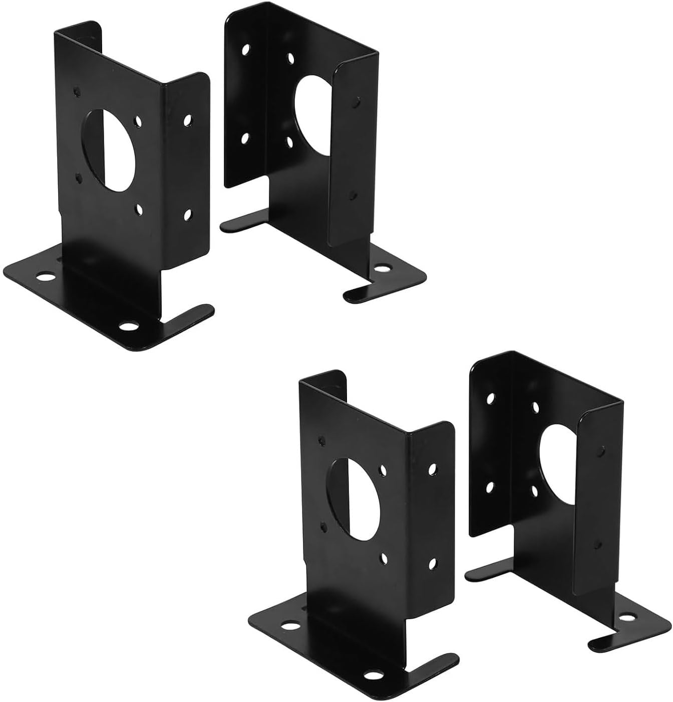 TopHomer 2PCS Adjustable Post Base Brackets for 4 * 4in Post, Heavy Duty Black Post Anchor Base Brackets Support, Fastening Installation, for Wood Stakes, Railing