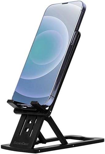 Soporte para teléfono celular y tablet para escritorio, delgado y totalmente plegable con ángulo y altura ajustables, resistente y ligero con