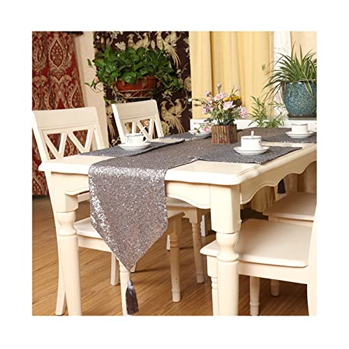 Chemin de Table Paillettes Gris Décoration Longue Scintillante WXKAGF