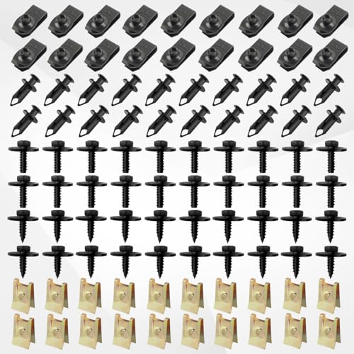 100PCS Undertray Engine Car Bumper Clips,Multi-Functional Car Clips Fasteners Kit Includes Body Bolts Automotive,U Clips,Push Fasteners,Universal Automotive Clips Car Accessories