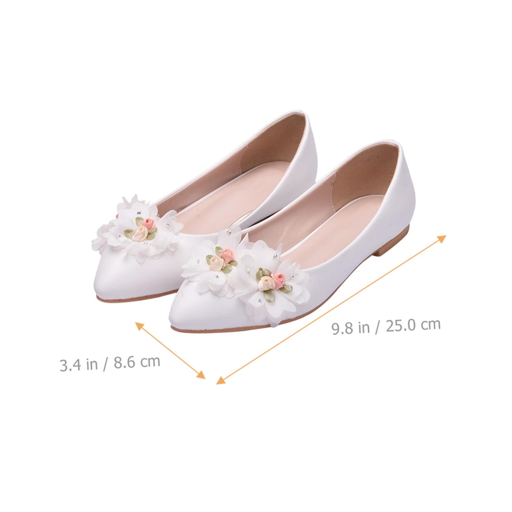 LIFKOME Spitzenblumenschuhe Flach 40 aus Pu und Gummi, Elegant in Weiß