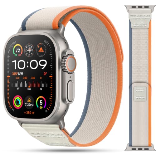 Image of MRAIN-H Nylon Leather Design Compatible with Apple Watch Bands for Men Women Series 11 10 9 8 7 6 5 4 SE 3 2, Soft Stretchy Sport Band for iWatch 42mm 41mm 40mm 38mm