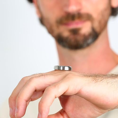 Miniatura 6 de Anillo giratorio de titanio cepillado para hombre, de 0.315 pulgadas y 0.315 pulgadas (0.236 in0.315 in), anillos giratorios de boda para hombres,