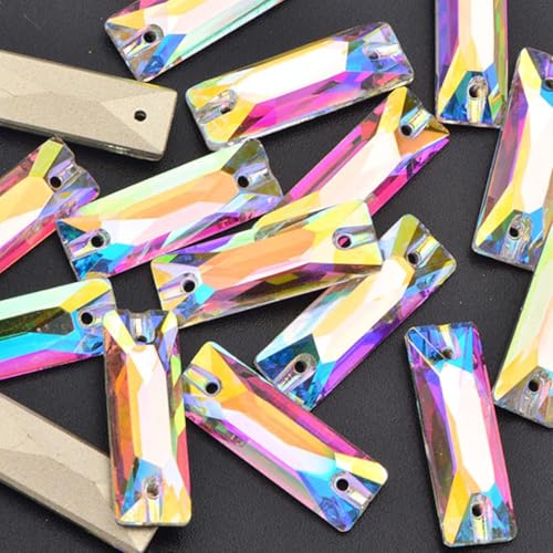 Strass rectangulaires cristal AB couture dos plat finis les décollages