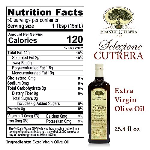 Frantoi Cutrera - Selezione - Extra Virgin Olive Oil From Italy, Sicilian Pure Evoo, Premium 2022/23 Early Harvest First Cold Pressed, Olive Oil High In Polyphenols, 24.5 Fl Oz (Pack Of 1) #TOP1