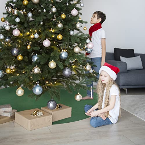 SALCAR Weihnachtsbaum Decke Rund, Weihnachtsbaum Rock Grün Filzteppich Kleid Mit Klettverschluss, Christbaumdecke Fell für Weihnachtsbaum Tannenbaum Weihnachtsbaum Deko, 80cm