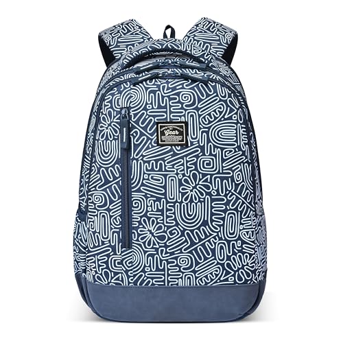 Image of Gear Crafty Doodle 18 inch /32L Large Water Resistant School Bag | Casual Backpack | Daypack | Travel Backpack | Kids Bag for Boys /Girls (Navy Blue - Pastel Blue)