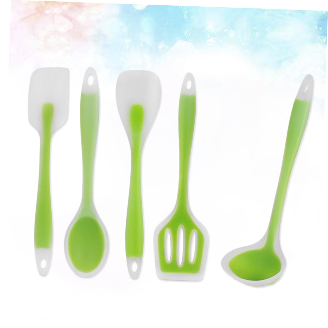 PRETYZOOM Flexibles Küchenhelfer 5 Stück aus Lebensmittelechtem Silikon Silikon Küchenutensilien Hitzebeständig und Antihaftbeschichtet in Grün für Kochen und Backen