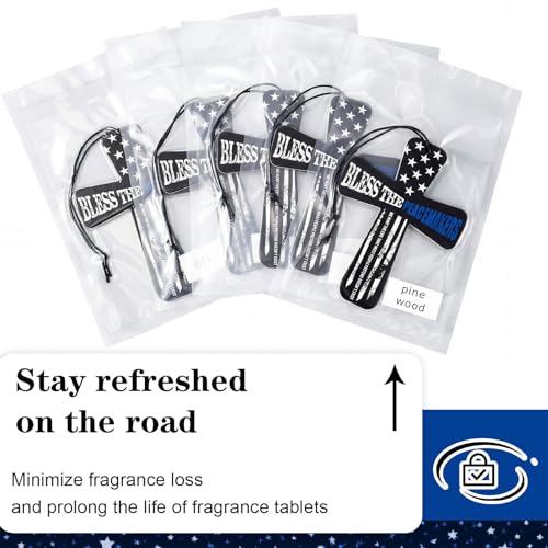 Image of Fumete 24 Pcs Christian Police Gifts for Man Bless The Peacemakers Cross Car Air Fresheners Religious Fresh Scented Hanging Ornaments Gifts for Policemen Office Birthday Retirement Party Favors