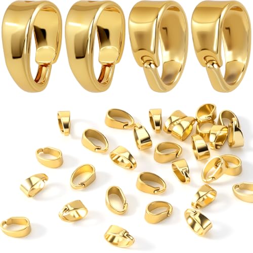 Incinkod 30 Pcs Necklace Pendant Clasp with Groove Design 3.9x6mm Gold