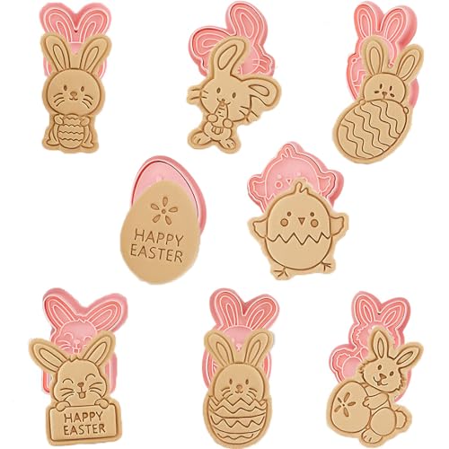 Juego de cortadores de galletas 3D con sellos de émbolo, 6 piezas de cortadores de galletas prensables de dibujos animados para dulces, suministros de galletas para hornear