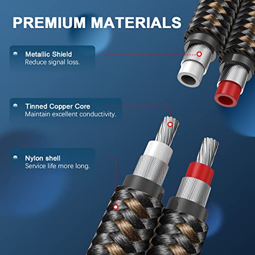 Image of RCA Cable Subwoofer Cable 2RCA Male to 2RCA Male Stereo Audio Cable RCA Splitter 24K Gold-Plated Nylon Braided Double Shielded Digital Analogue Supports Amplifiers,Home Theater,Hi-Fi System(3.3ft /1m)