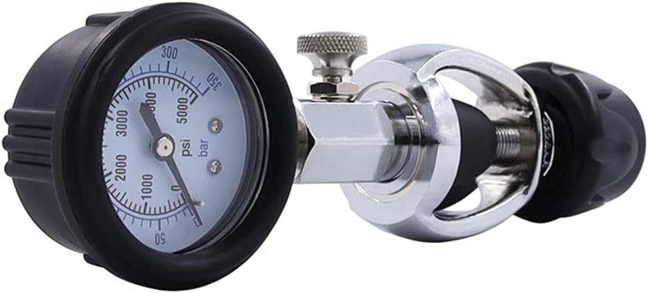 Scuba Diving Yoke Tank Pressure Checker 5000 PSI 350 BAR,Scuba Diving Accessories, silver & black