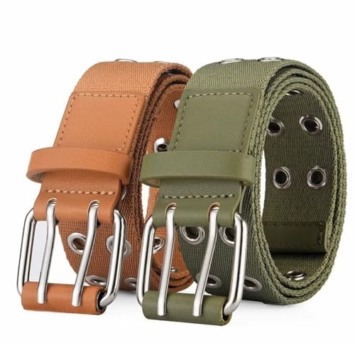 Men's Canvas Belt Double Row Buckle Casual WOMEN's Outdoor Sports Belt With Cargo Pants Cowgirl2