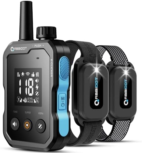 ABBIDOT AB-T70 Dog Training Collar remote and two receiver collars.