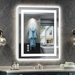 24×32 Inch LED Bathroom Mirror with Lights, Backlit & Front Lit, Anti-Fog Lighted Bathroom Vanity Mirror for Wall, Memory Function, Dimmable, HD Tempered Glass, Shatter-Proof