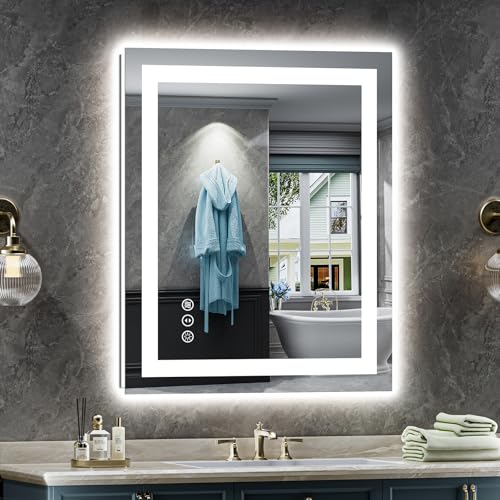 24x32 Inch LED Bathroom Mirror with Lights, Backlit & Front Lit, Anti-Fog Lighted Bathroom Vanity...