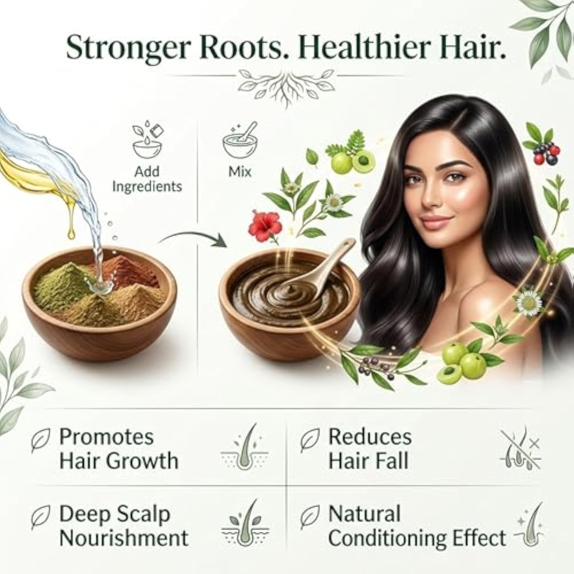 Herbal Hair Care Powder Combo, 100% Natural Ayurvedic