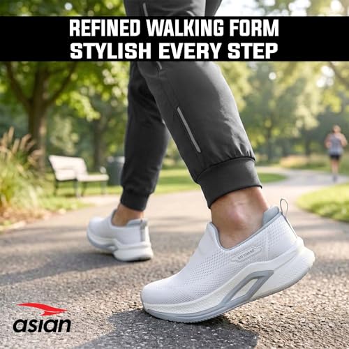 Image of ASIAN Wonderwalk Pro-14 Men's Walking Shoes | Lightweight Slip-On Sports Sneakers | Breathable Knit Mesh | Memory Foam Shoes with Anti-Slip Grip Sole