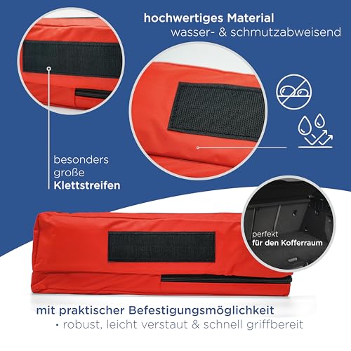 VZL KFZ Auto Zubehör Kombitasche Verbandskasten Auto 2025 tüv geprüft, inklusive Warndreieck und Warnwesten Auto - kfz Verbandskasten inklusive Erste Hilfe Set Auto 2025 (rot)