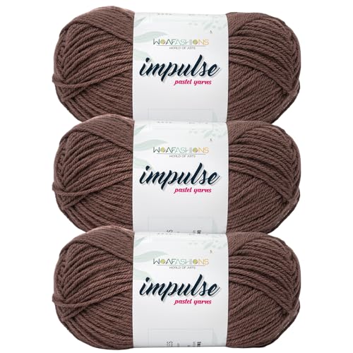 Image of WOAFashions Impulse Hand Knitting & Crochet Yarn, Premium Acrylic, 4 : Medium (Cappuccino) (3x100gms / 3.5oz / 200mtr / 218yds)